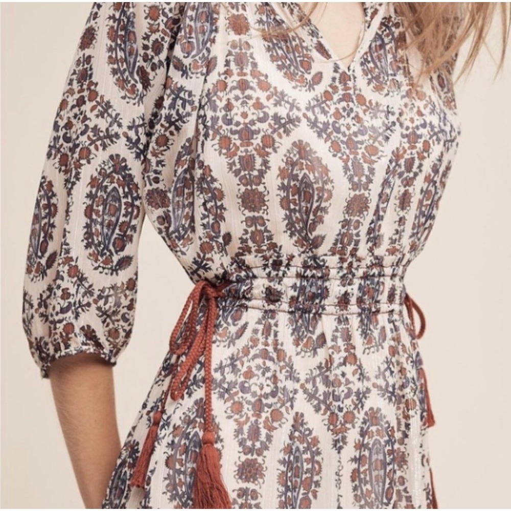 Floreat Anthropologie Dress Women's Small Zharah Peasant Boho Floral Belted - Picture 10 of 10
